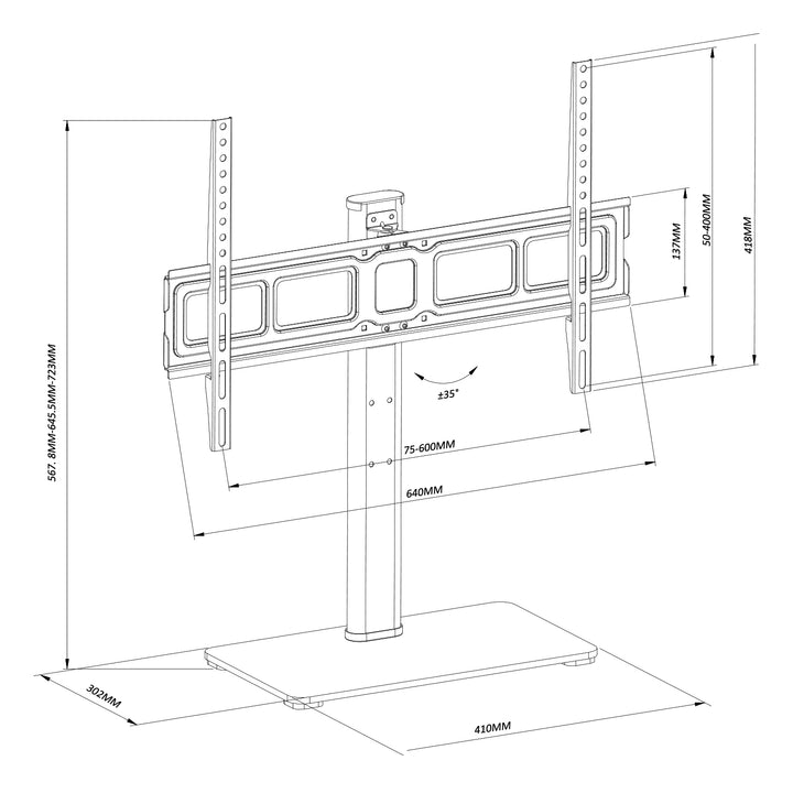 Universal TV-Ständer Maclean für RTV-Schrank max 40kg max VESA 600x400 für 32-75" TVs