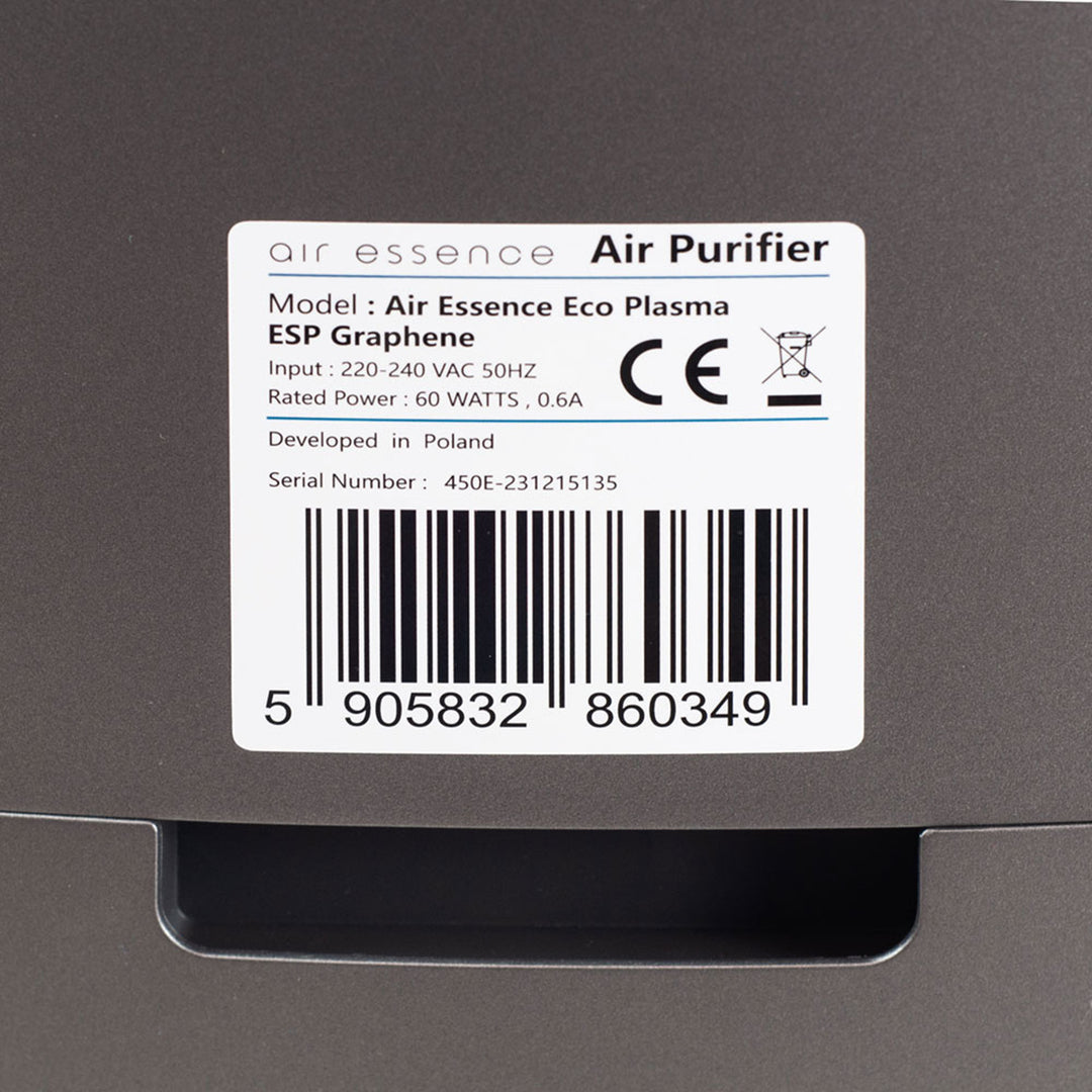 Air Essence Eco Plasma graphène purificateur d'air, 60m2, filtre graphène ESP inusable, stérilisateur UVC, gris