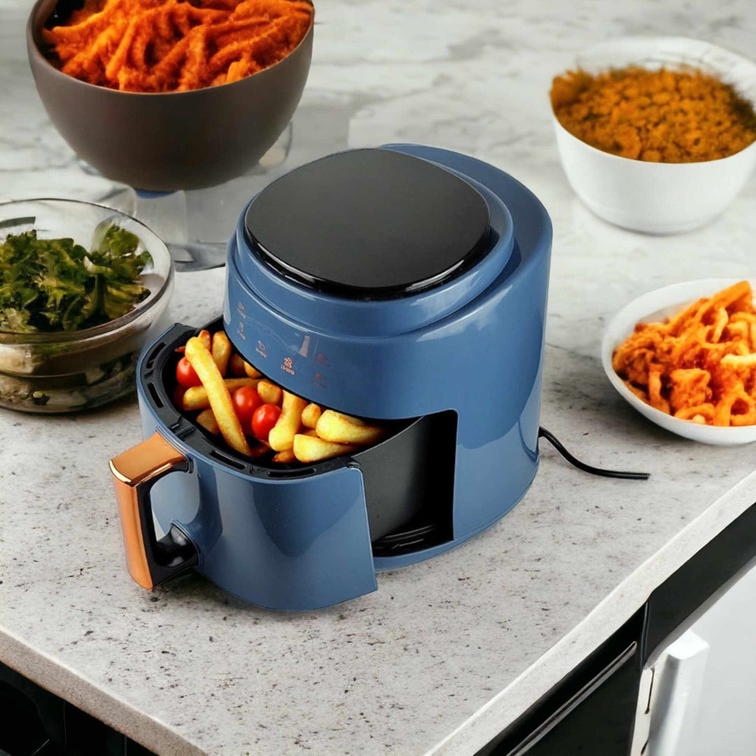 Air Essence Solano is an electric air fryer that eliminates grease, providing a healthier cooking option.