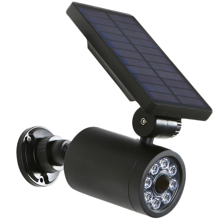 Maclean Cámara Solar Simulada con Sensor de Movimiento y Luz LED, Cámara de Vigilancia IP Simulada con Lente, IP44, Uso en Exteriores, 220lm, 6500 K, Energía Solar, LED Rojo Intermitente