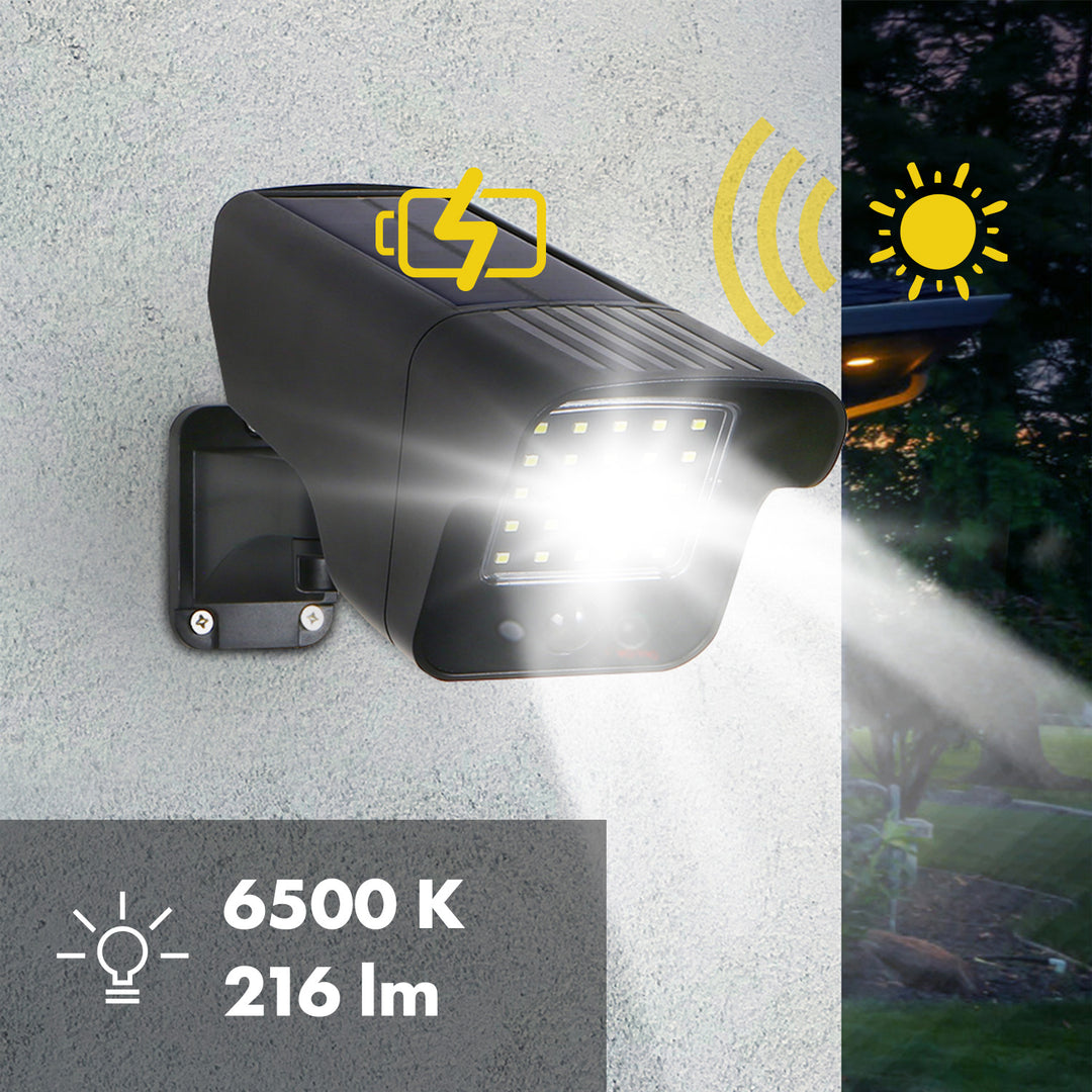 Maclean SOL1803S Caméra factice solaire clignotant LED détecteur de mouvement LED éclairage autocollant gratuit