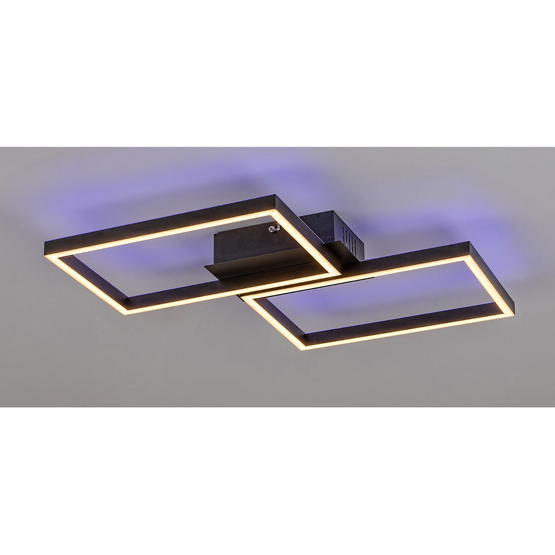 Rabalux, plafonnier, LED 40W, noir, télécommande, Ludano