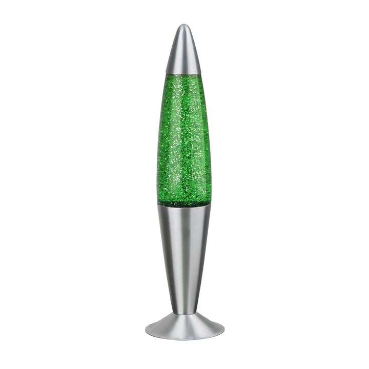 Illuminate your space with the enchanting Rabalux Glitter Lava Lamp. Radiating a mesmerizing glow, this 25W lamp features vibrant green hues and shimmering glitter, adding a touch of magic to any room.