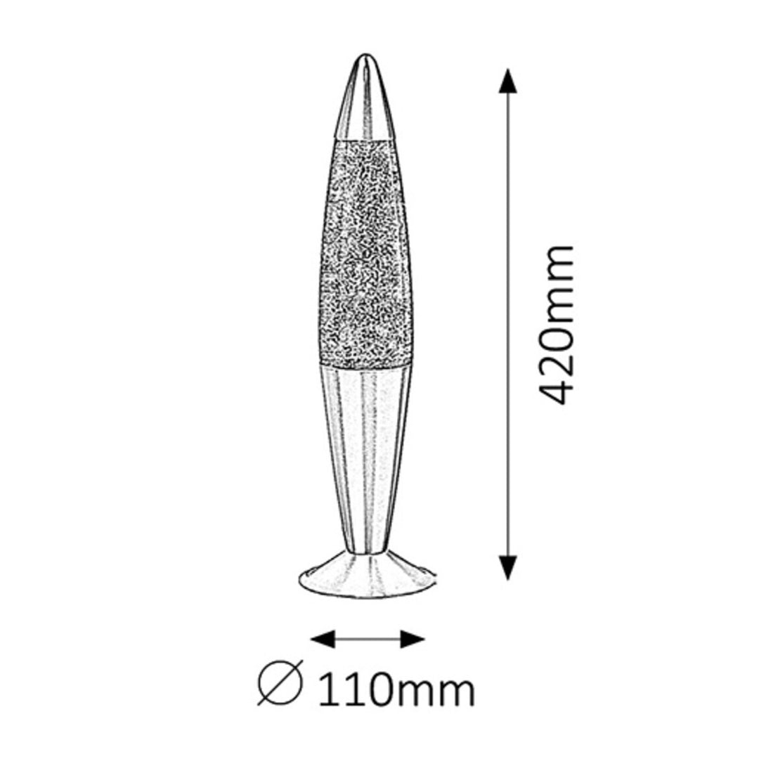 Lampe Rabalux, type lave, avec paillettes, 25W, orange. Ajoute une touche de glamour avec ses paillettes scintillantes. Parfait pour créer une ambiance chaleureuse et élégante.