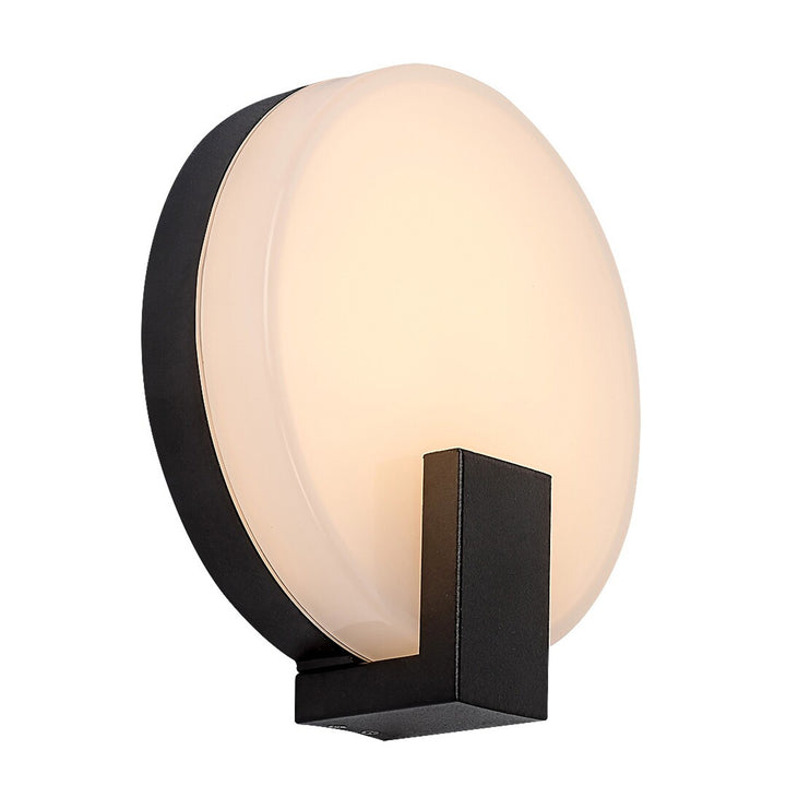 Rabalux wall lamp, outdoor, round, IP44, 10W, black, Cyprus