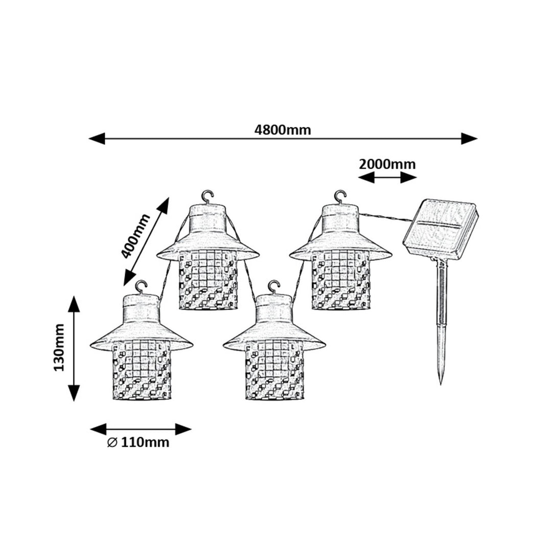 Rabalux Lámparas solares, 4 luminarias, exterior, IP44, negro, Ximpu