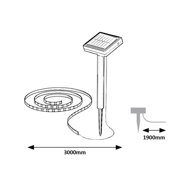 Rabalux lampe solaire, bande extérieure LED, 300 cm, IP44. Modèle : Ansoo.