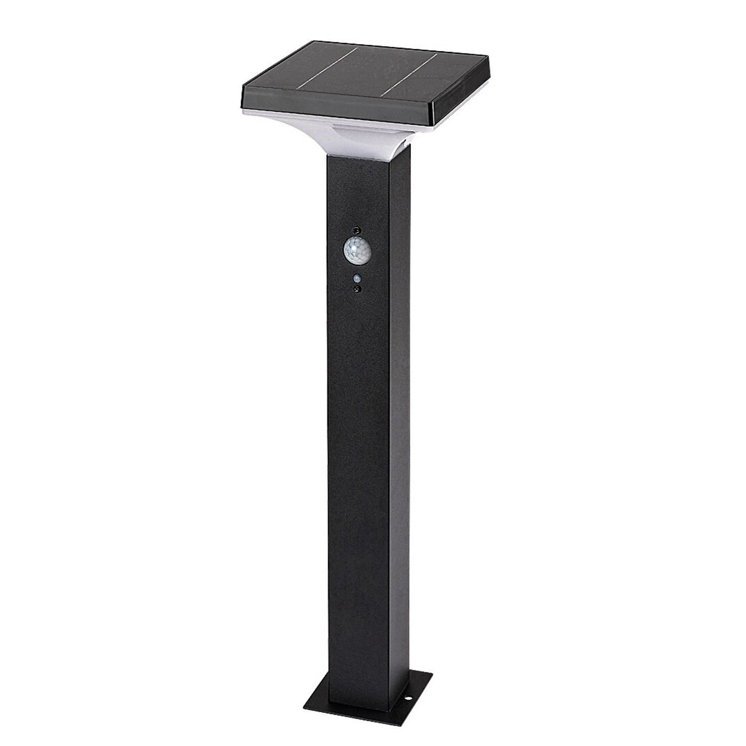 Rabalux Geleen Solarlamp LED 4W 3000K IP44 RVS Kunststof wit H: 50cm B: 14,5cm met PIR bewegingssensor Lichtsensor Zwart