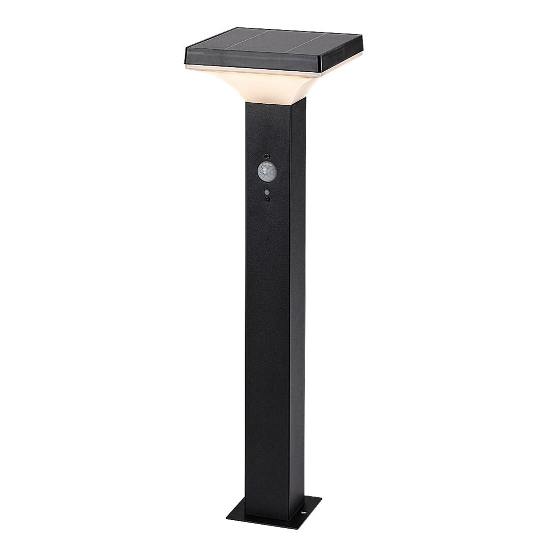 Rabalux Geleen Solarlamp LED 4W 3000K IP44 RVS Kunststof wit H: 50cm B: 14,5cm met PIR bewegingssensor Lichtsensor Zwart