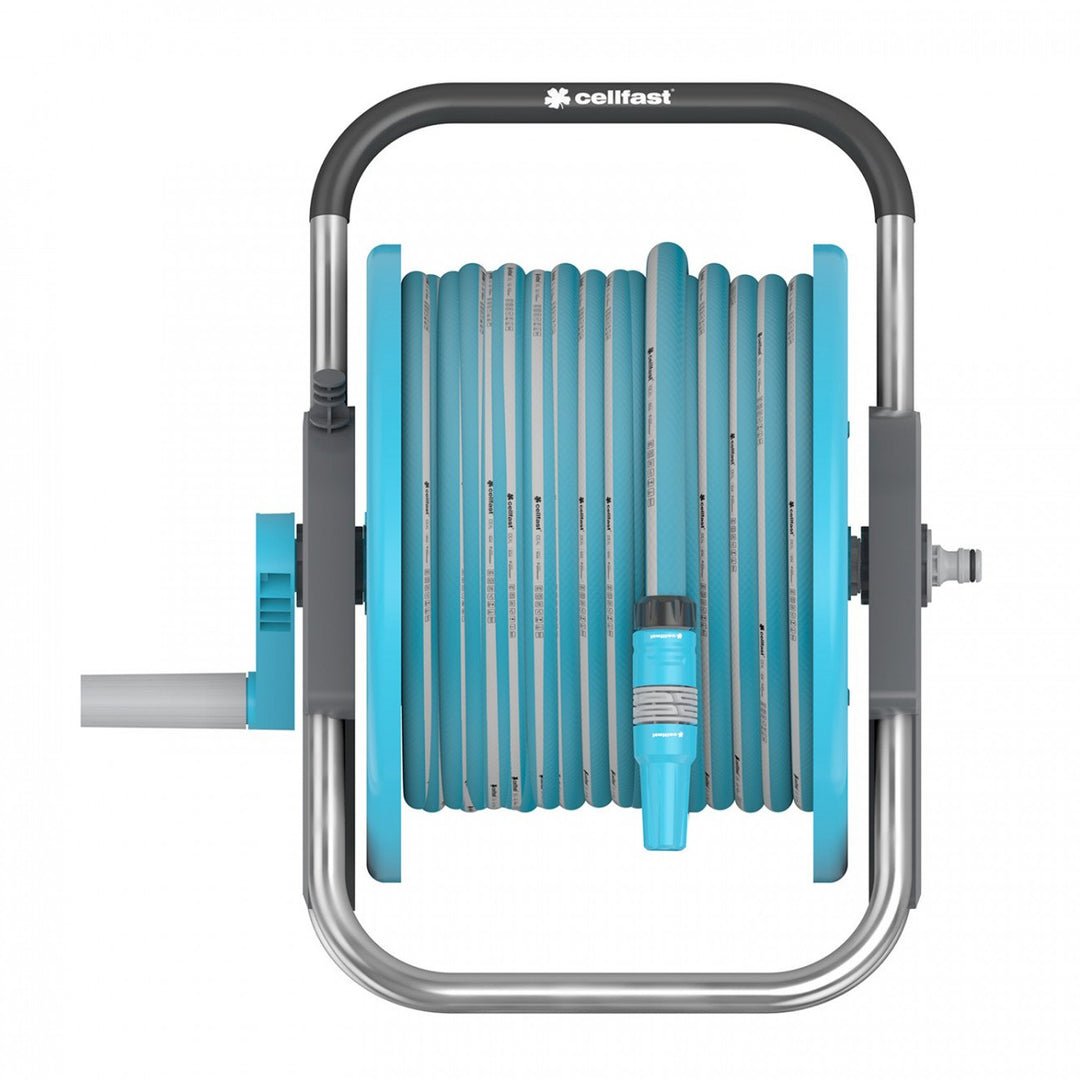 Kit de jardinage Cellfast, support, tuyau 1/2" 20 m, arroseur, raccords rapides, ALUPUS. 20 m, arroseur, raccords rapides, ALUPLUS