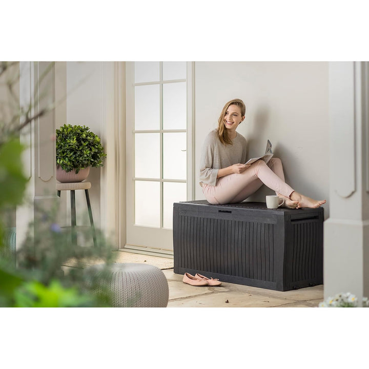 270L Keter 255167 Storage Outdoor Box Garden Chest Deck Patio Balcony Comfy Graphite Grey