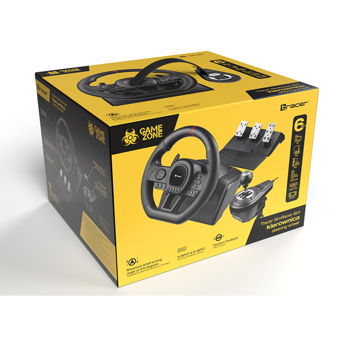 Tracer Lenkrad, Gaming Rennlenkrad mit Pedalen und Schalthebel für PC – Euroelectronics EU