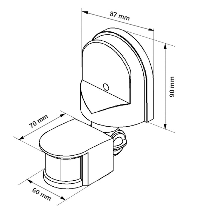 Maclean MCE25 GR Wall-Mounted 180° Motion &amp; Dusk Sensor, 1200W Max, Grey