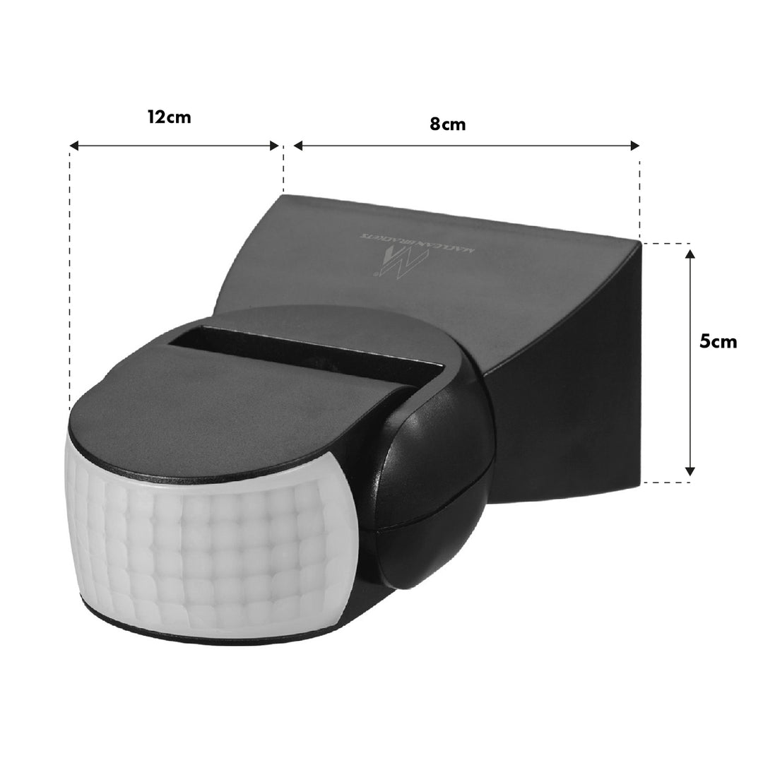 Maclean MCE201 GR Sensor de Movimiento Infrarrojo Universal con Sensor Crepuscular, Alcance: 12m, Detector de Movimiento para Montaje en Techo y Pared, Uso Interior y Exterior