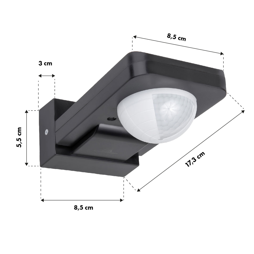 Maclean MCE243 GR Sensor de Movimiento por Infrarrojos y Crepuscular, Rango de Detección de 360° hasta 20 m, Protección IP65 Contra Agua y Polvo, Máx. 2000W, Infrarrojo PIR, Interior y Exterior