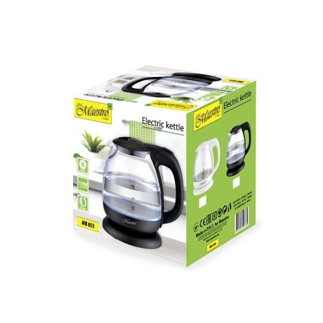 Electric kettle 1L glass Maestro MR055, black color - British plug