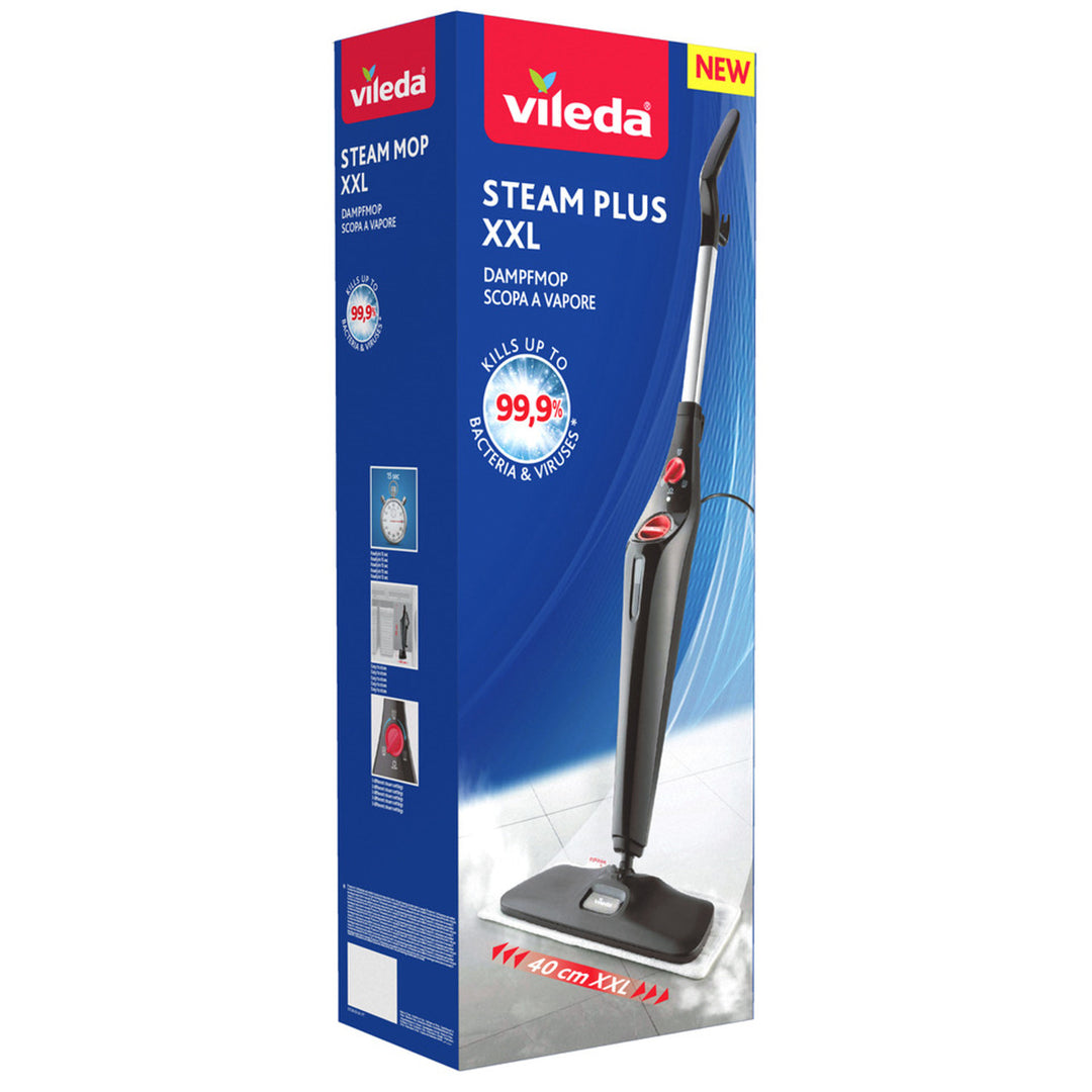 Vileda Steam Mop, 3 Modes, 40 cm Cartridge, Steam Plus XXL Power Pad