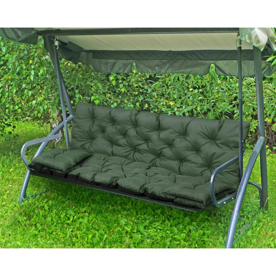 Grünes Garten-Set Schaukelbank Kissen 100x60x50cm + 2 Kissen 42 x 42 cm