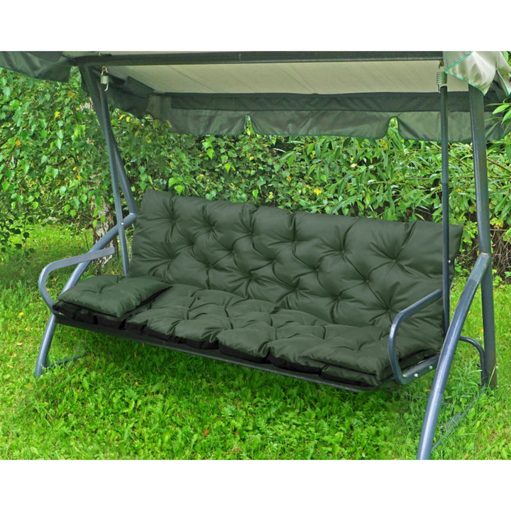 Grünes Garten-Set Schaukelbank Kissen 100x60x50cm + 2 Kissen 42 x 42 cm