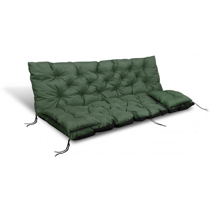 KingGarden Cojín Acolchado para Banco de Jardín Impermeable con 2x Cojines Laterales 42x42 cm 1+2 Juego de 3 piezas PVC Impermeable Codura (Verde, 120x60x50cm + 2 cojines 42 x 42 cm)