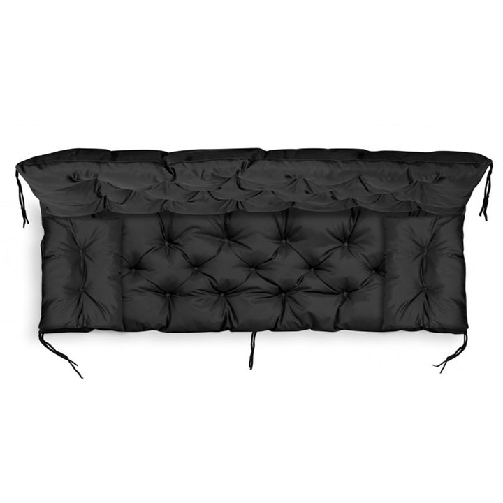 KingGarden Cojín Acolchado para Banco de Jardín Impermeable con 2x Cojines Laterales 42x42 cm 1+2 Juego de 3 piezas PVC Impermeable Codura (Negro, 120x60x50cm + 2 cojines 42 x 42 cm)