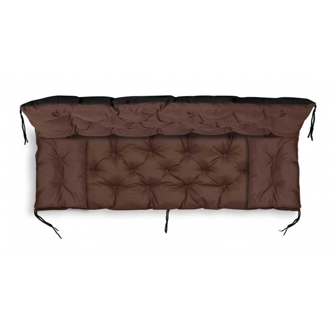 KingGarden Cojín Acolchado para Banco de Jardín Impermeable con 2x Cojines Laterales 42x42 cm 1+2 Juego de 3 piezas PVC Impermeable Codura (Marrón, 150x60x50cm + 2 cojines 42 x 42 cm)