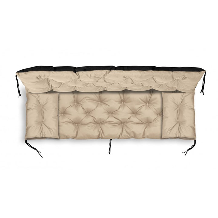 KingGarden Cojín Acolchado para Banco de Jardín Impermeable con 2x Cojines Laterales 42x42 cm 1+2 Juego de 3 piezas PVC Impermeable Codura (Beige, 120x60x50cm + 2 cojines 42 x 42 cm)