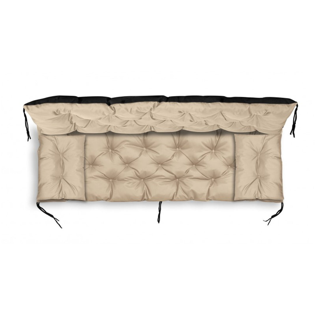 KingGarden Cojín Acolchado para Banco de Jardín Impermeable con 2x Cojines Laterales 42x42 cm 1+2 Juego de 3 piezas PVC Impermeable Codura (Beige, 150x60x50cm + 2 cojines 42 x 42 cm)