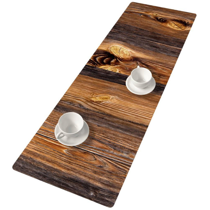 Chemin de table Bertoni, feutre, 115x40cm, motif imprimé Wood