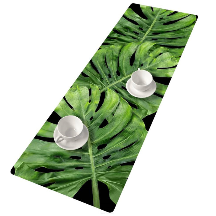 Bertoni Table Runner Decorative Felt 115x40cm Tablecloth Anti Scratch Thick Monstera Plant Design Pattern