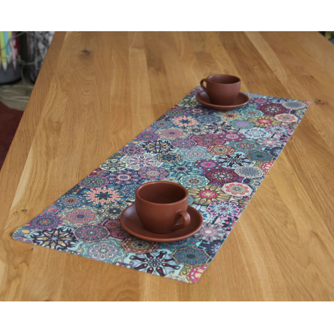 Bertoni Decorative Felt Table Runner 95x33cm Anti Scratch Tablecloth Printed Mandala Pattern Design