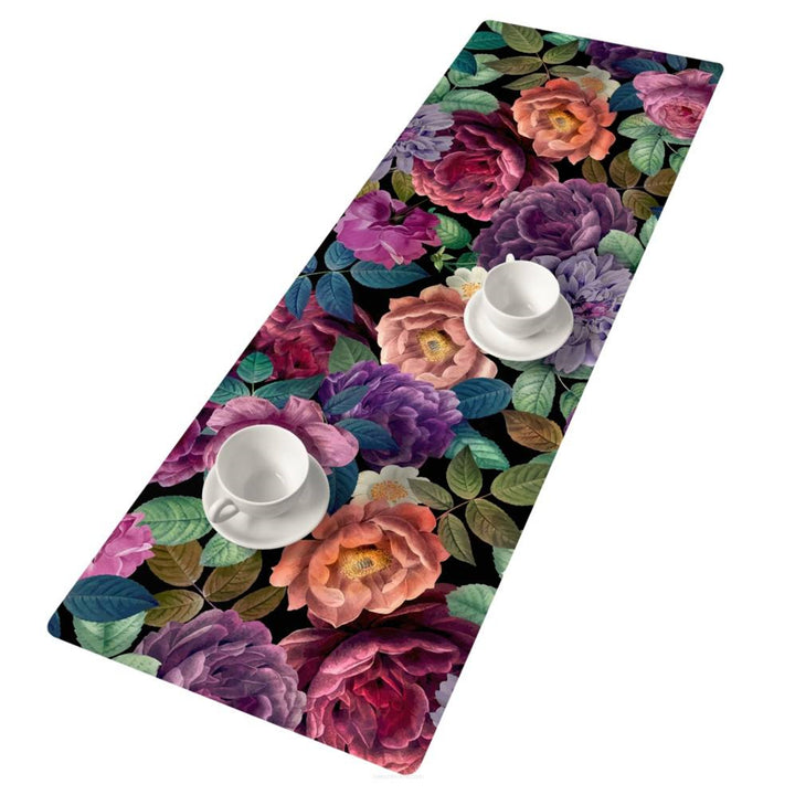 Bertoni Decorative Felt Table Runner 95x33cm Anti Scratch Tablecloth Printed Peony Pattern Design