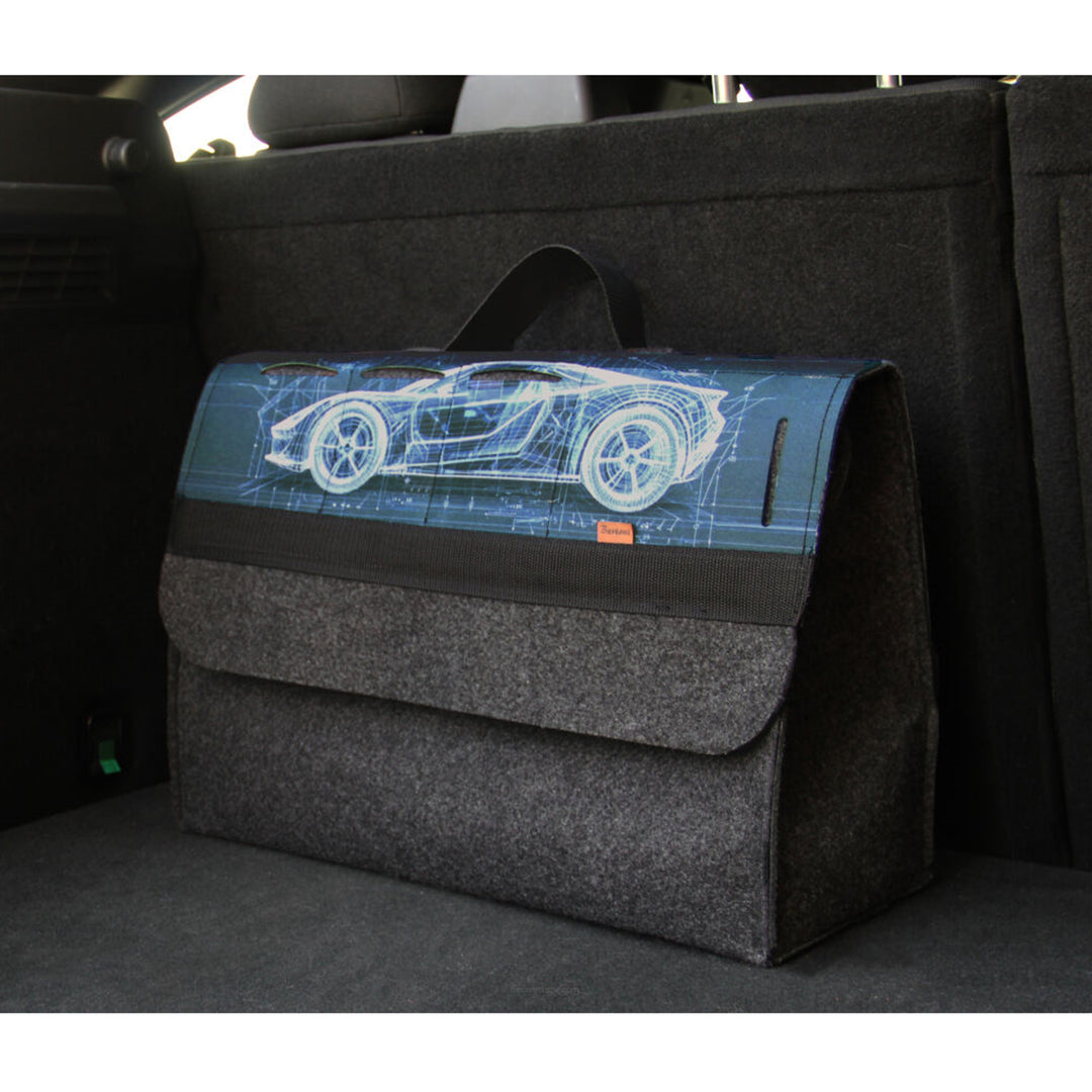 Car Trunk Organizer Bag, Durable Storage Solution, 46x20cm, Ideal for Groceries, Tools, and Travel Essentials