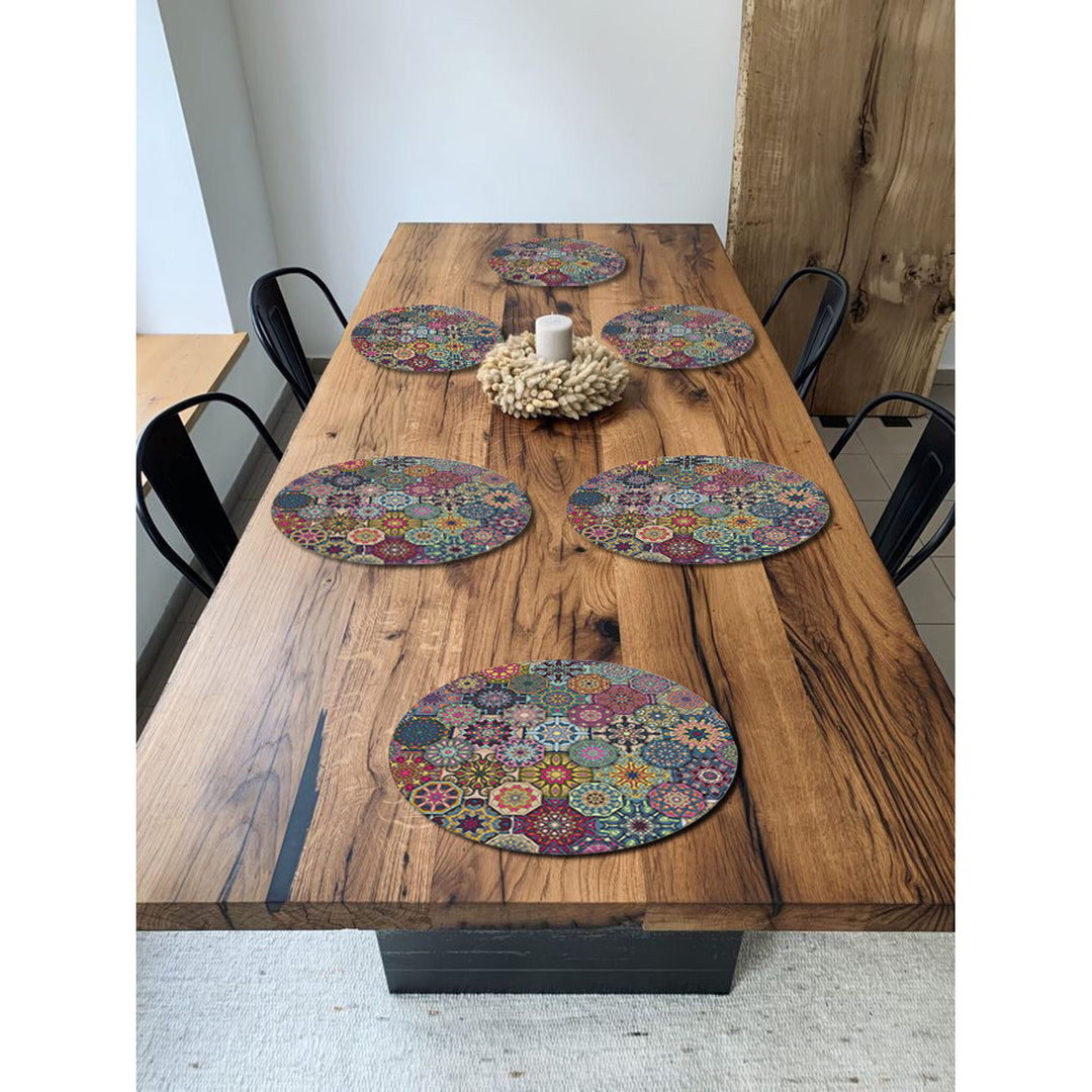 Set de tapis de table Bertoni, 6 pièces, rond, 33 cm, Valencia