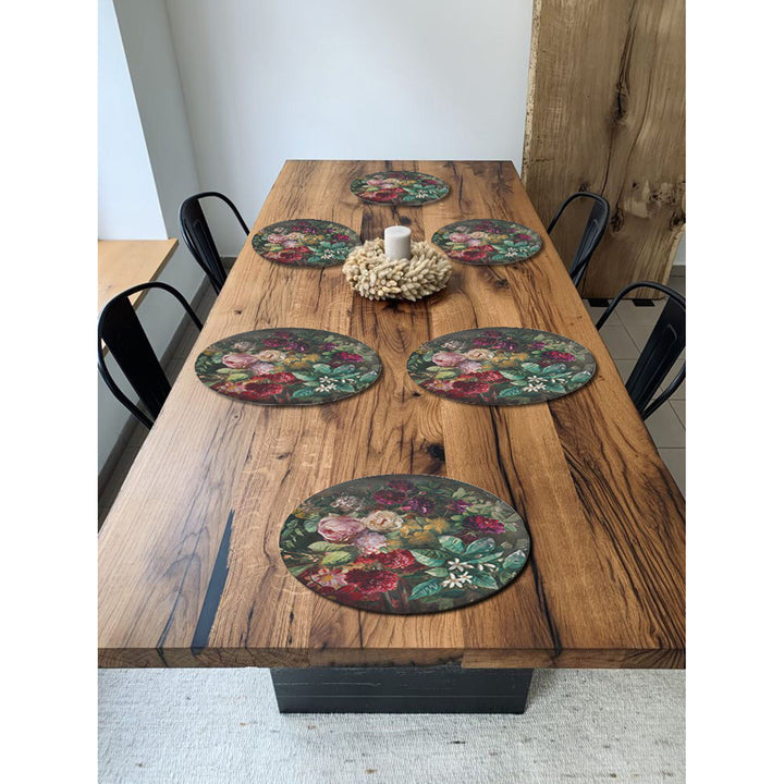 Set de tapis de table Bertoni, 6 pièces, rond, 33 cm, Bouquet