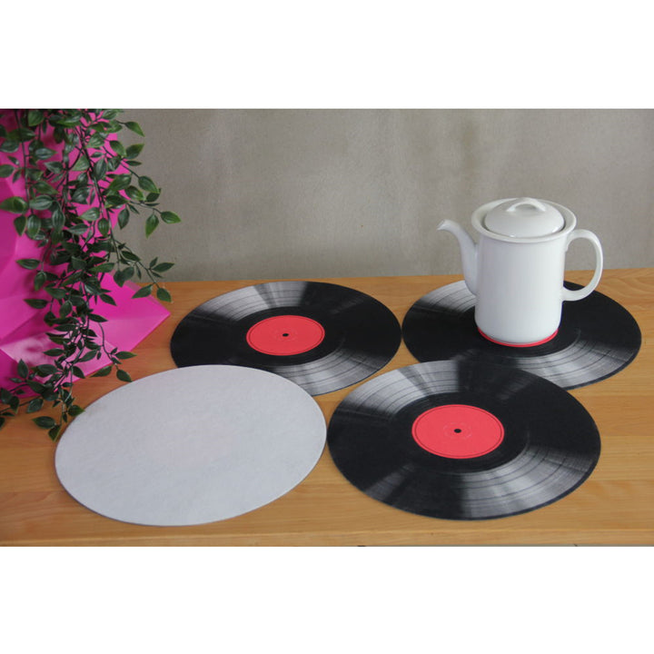 Set de tapis de table Bertoni, 4 pièces, rond, 33 cm, Vinyle