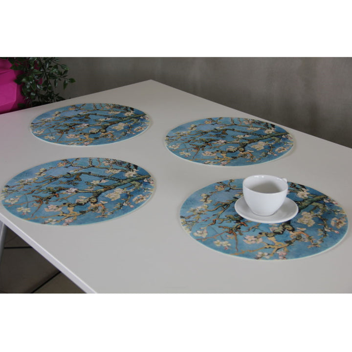 Bertoni Round Table Mat Set, 4 Pieces, 33 cm, Stylish and Durable, Almond Collection