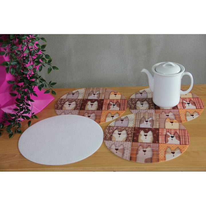 Set de tapis de table Bertoni, 4 pièces, rond, 33 cm, Pexeso Beige