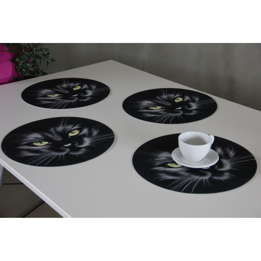 Bertoni Round Table Mat Set, 4 Pieces, 33 cm, Stylish and Durable,Nero