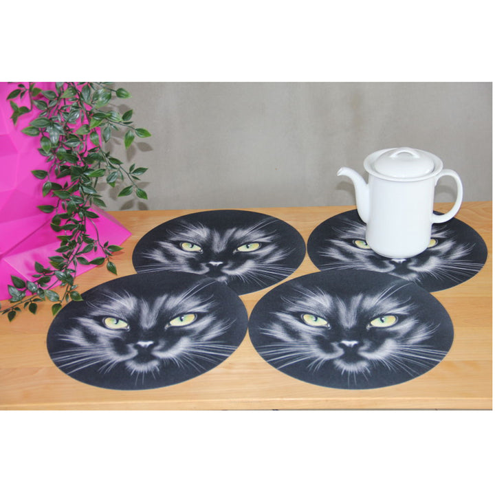 Bertoni Round Table Mat Set, 4 Pieces, 33 cm, Stylish and Durable,Nero