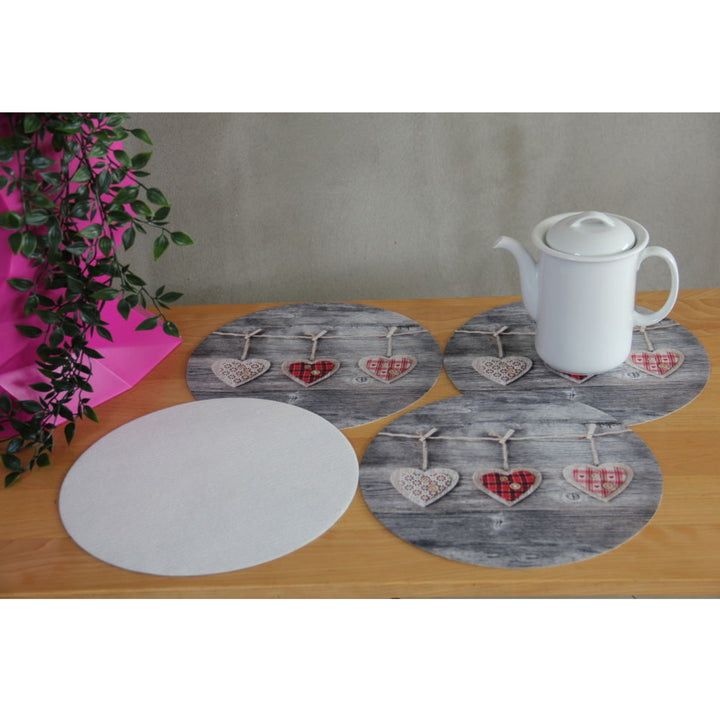 Set de tapis de table Bertoni, 4 pièces, rond, 33 cm, Hearts