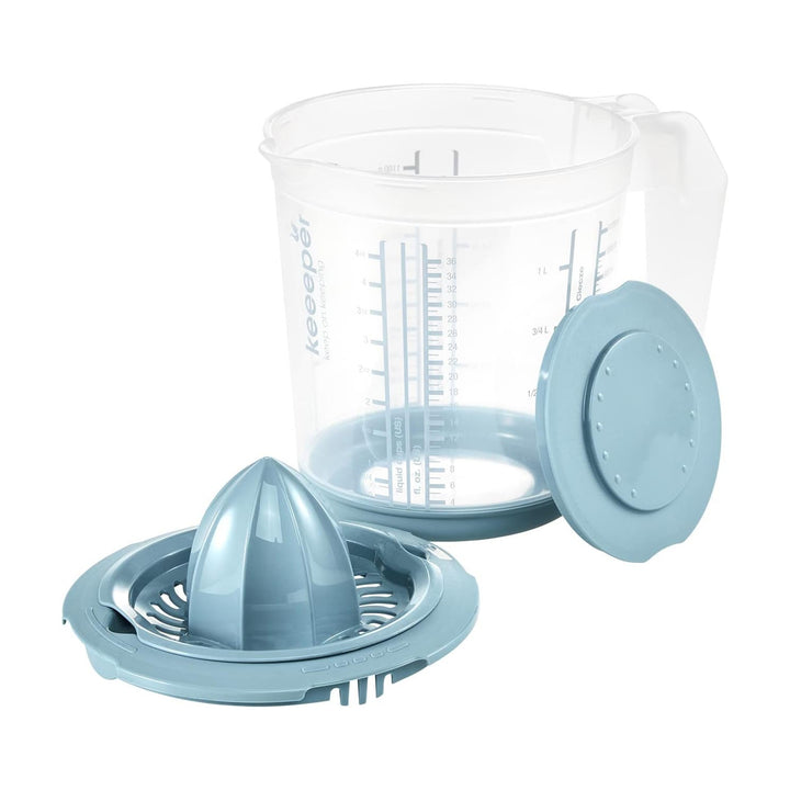 Kitchen jug set with cover, lid and citrus squeezer, Matteo Keeeper, 1 l, 14x15 cm, nordic blue