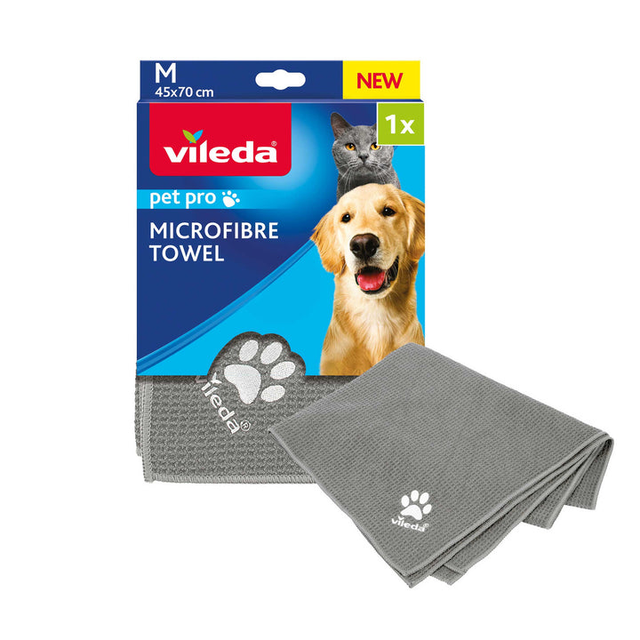 Vileda Pet Pro Microfiber Towel - Medium Size, Ultra-Absorbent Towel Ideal for Drying and Grooming Pets