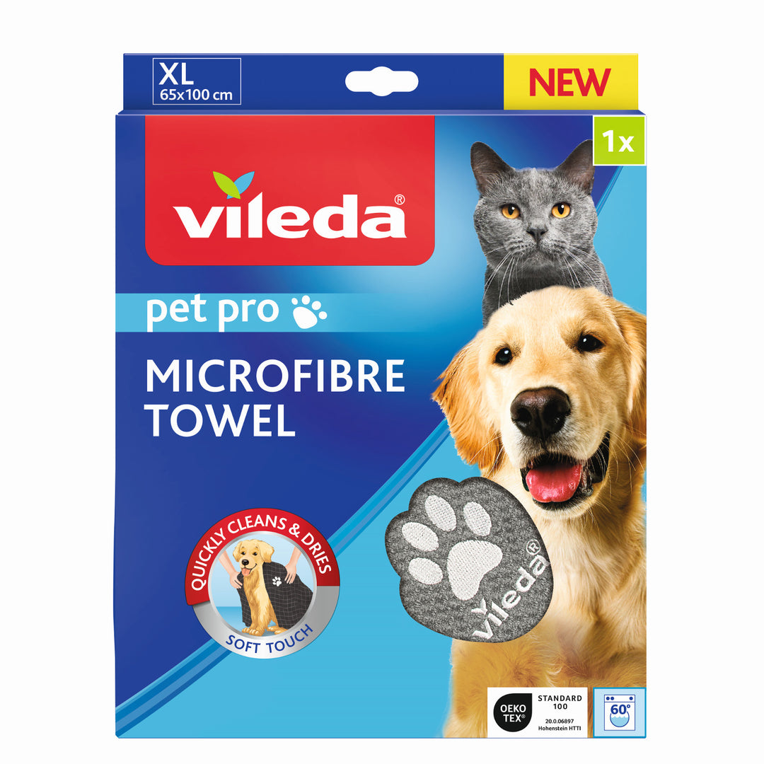 Serviette de toilette Vileda, microfibre, taille XL, Pet Pro