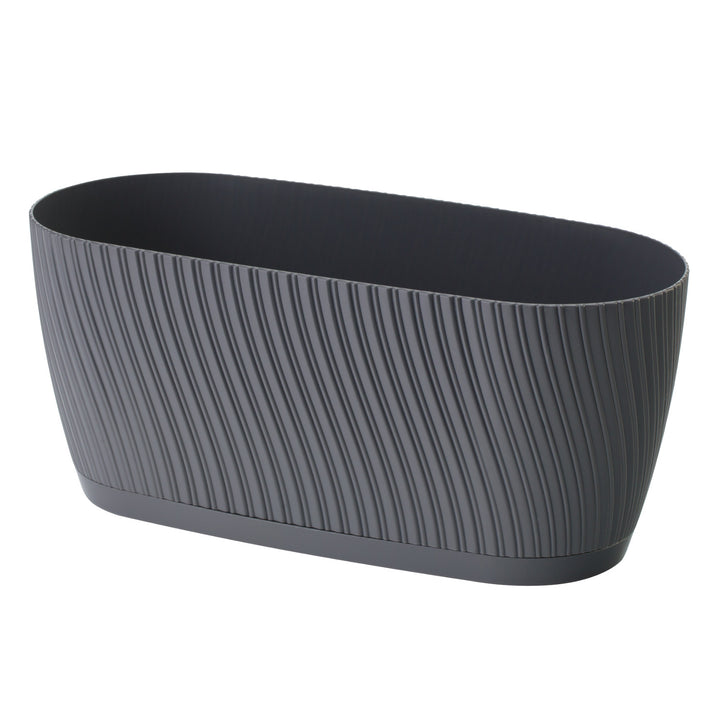 Form-Plastic Oblong Box with Stand, 27 cm, Anthracite, Mika 27 Eco, Ideal for Indoor and Outdoor Use