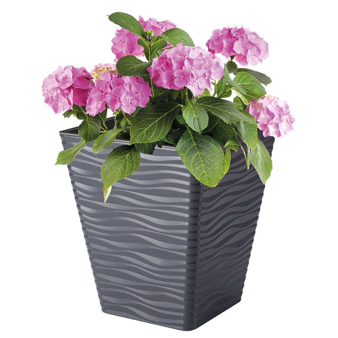 Pot à l'épreuve du gel avec insert Sahara Dunes square 30 cm anthracite