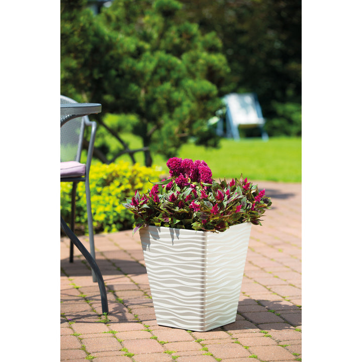 Sahara Dunes Square Planter, 30 cm, Light Gray, Weatherproof Casing for Indoor and Outdoor Use, Durable and Stylish Decor for Your Home or Garden