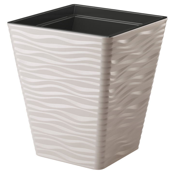 Sahara Dunes Square Planter, 30 cm, Light Gray, Weatherproof Casing for Indoor and Outdoor Use, Durable and Stylish Decor for Your Home or Garden