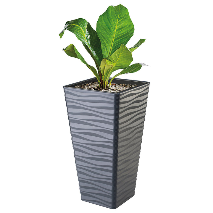 Sahara Dunes Slim Plantenbak / vierkant bloempot / Antraciet- 56cm x29cm x29cm- kunststof