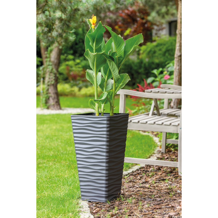 Sahara Dunes Slim Plantenbak / vierkant bloempot / Antraciet- 56cm x29cm x29cm- kunststof